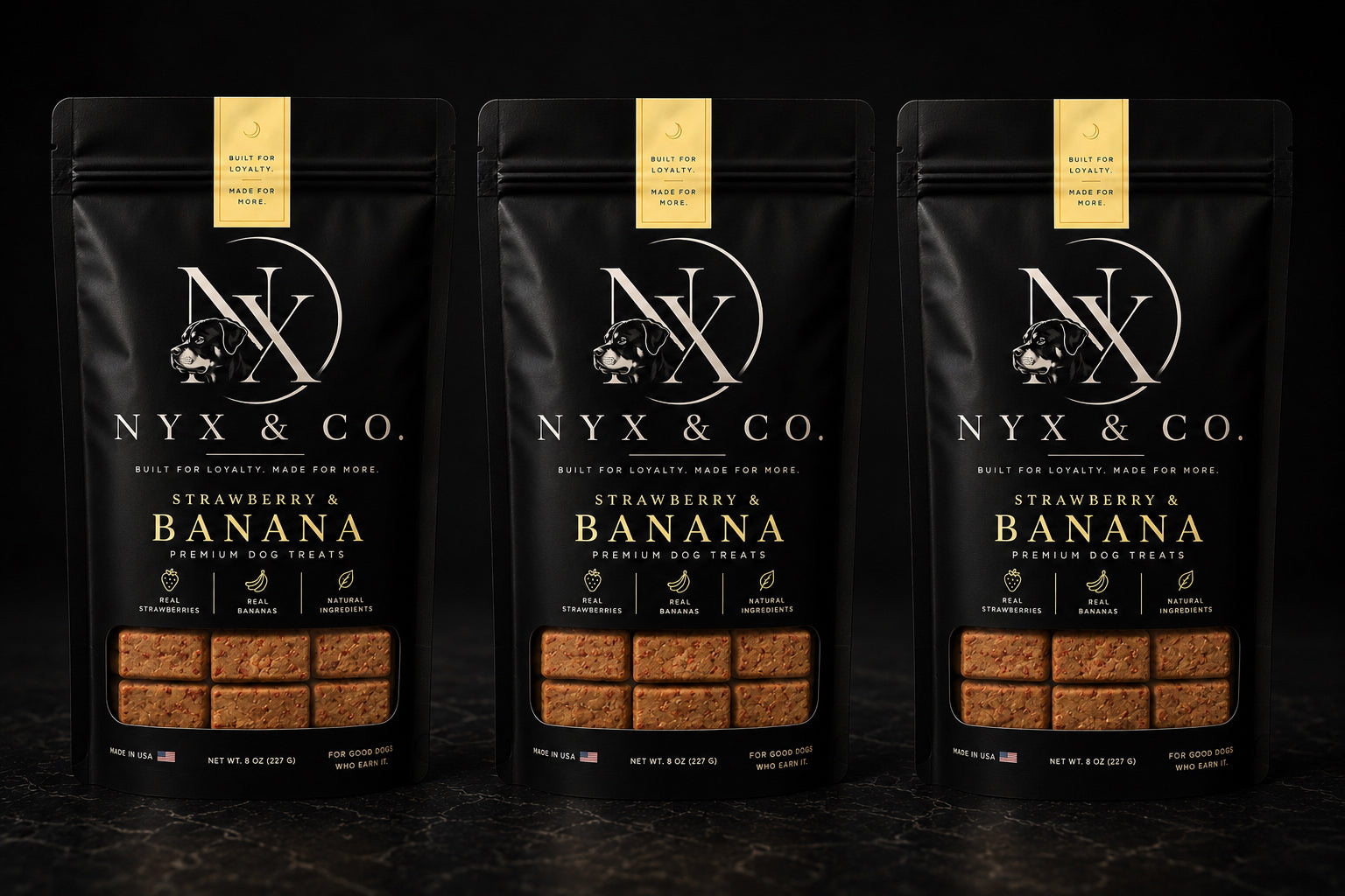 Strawberry & Banana Premium Dog Treats 3-PACK