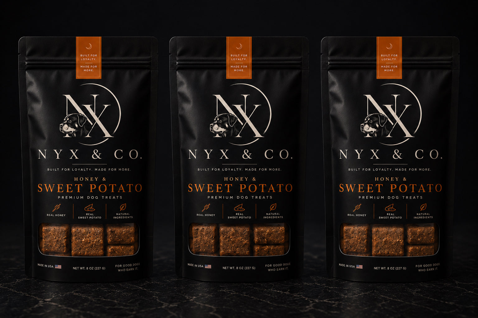 Honey & Sweet Potato Premium Dog Treats 3-PACK
