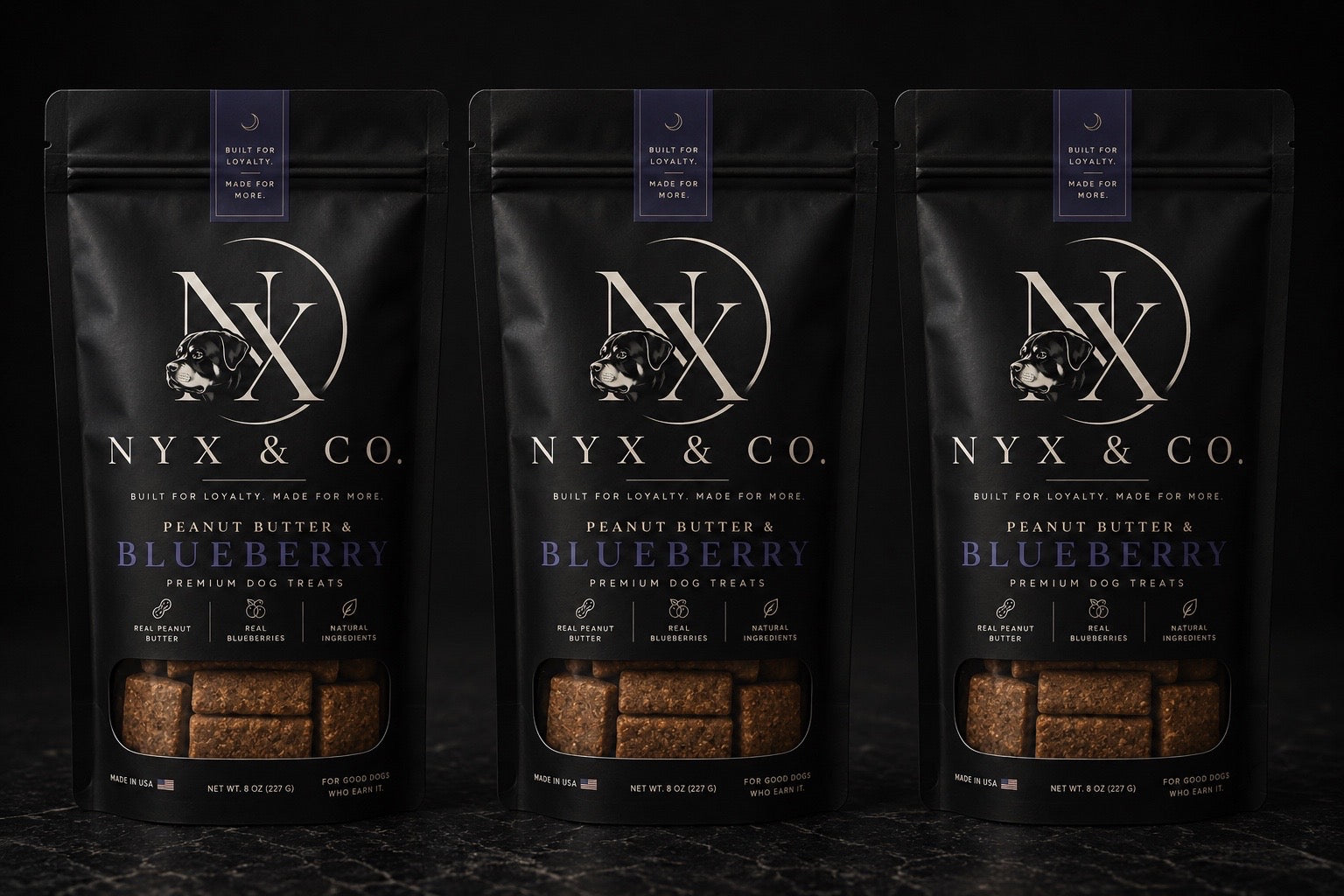 Peanut Butter & Blueberry Premium Dog Treats 3-PACK